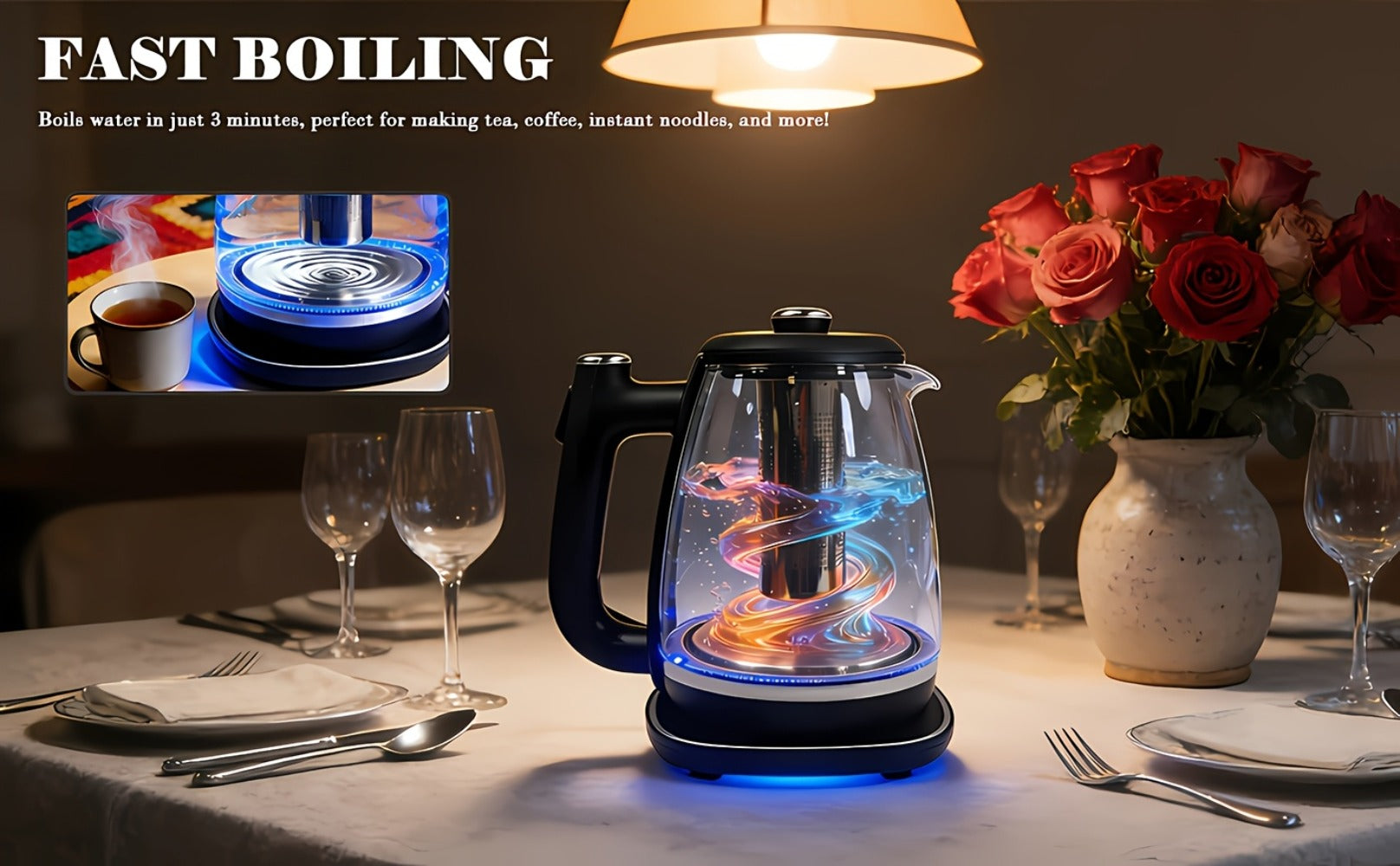 Electric Kettle 1.8L Stainless Steel ¨C Fast Boil with Auto Shut-Off, Boil-Dry Protection, Removable Filter & 360¡ã Swivel Base, BPA-Free Hot Water Kettle for Tea, Coffee & Baby Formula