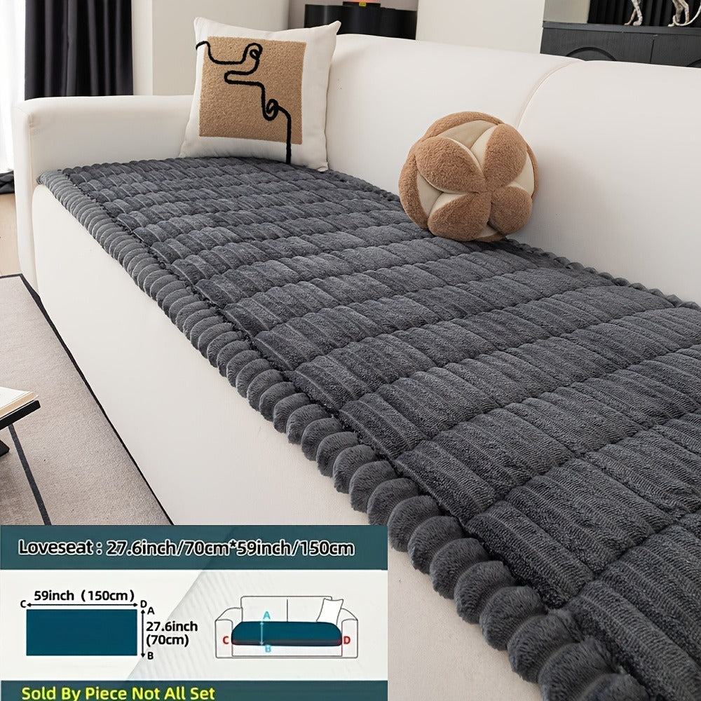Sofa Cushion Cover Plush Velvet Washable Seat Pad Wavy Edge Soft Kapok Filling for Couch Loveseat 1 2 3 4 Seater ¡ª Easy Install Home Decor Protection