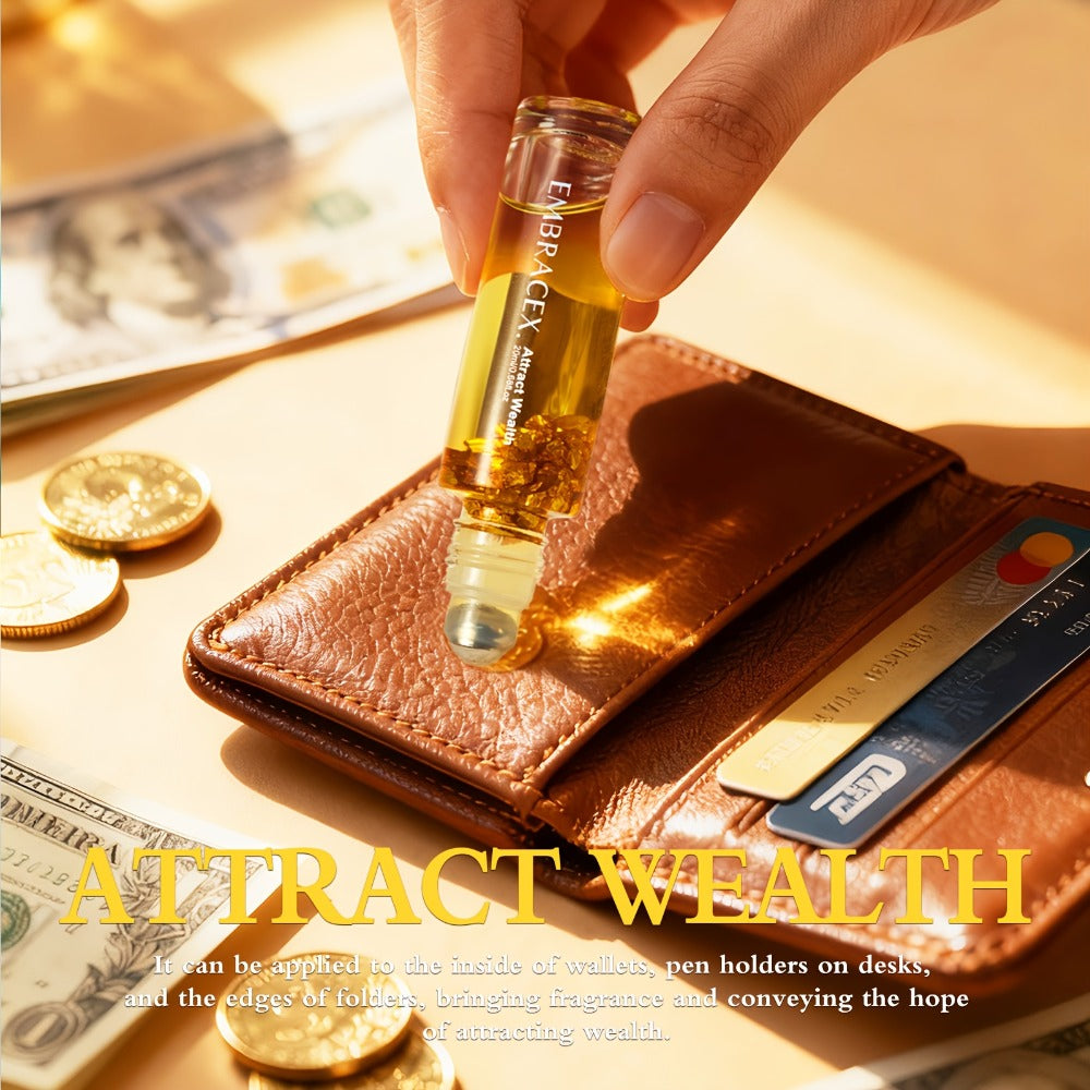 Roll On Essential Oil Attract Wealth & Money Luck 0.68oz Alcohol-Free Aromatherapy Roller Blend ¨C Use with Diffuser Scented Candles or Directly on Skin ¨C Manifestation Oil Perfect Holiday Gift