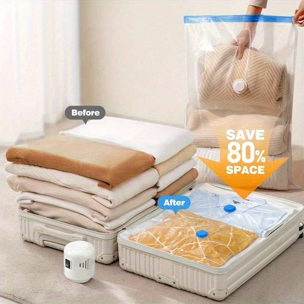 Vacuum Storage Bags 16pcs with Electric Pump ¨C Space Saver Compression Bags for Clothes, Bedding, Pillows, Quilts, Blankets, Travel & Luggage (7 Small, 6 Medium, 3 Large)