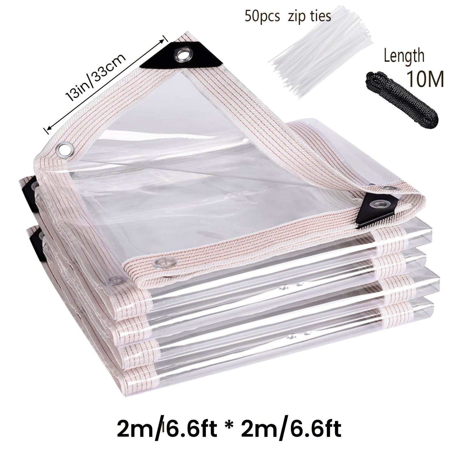 Clear Waterproof Tarp Heavy Duty Transparent PE Tarpaulin with Grommets ¨C Rainproof Cover for Porch Canopy Henhouse Plant Camping & Outdoor Garden, Multi-Size
