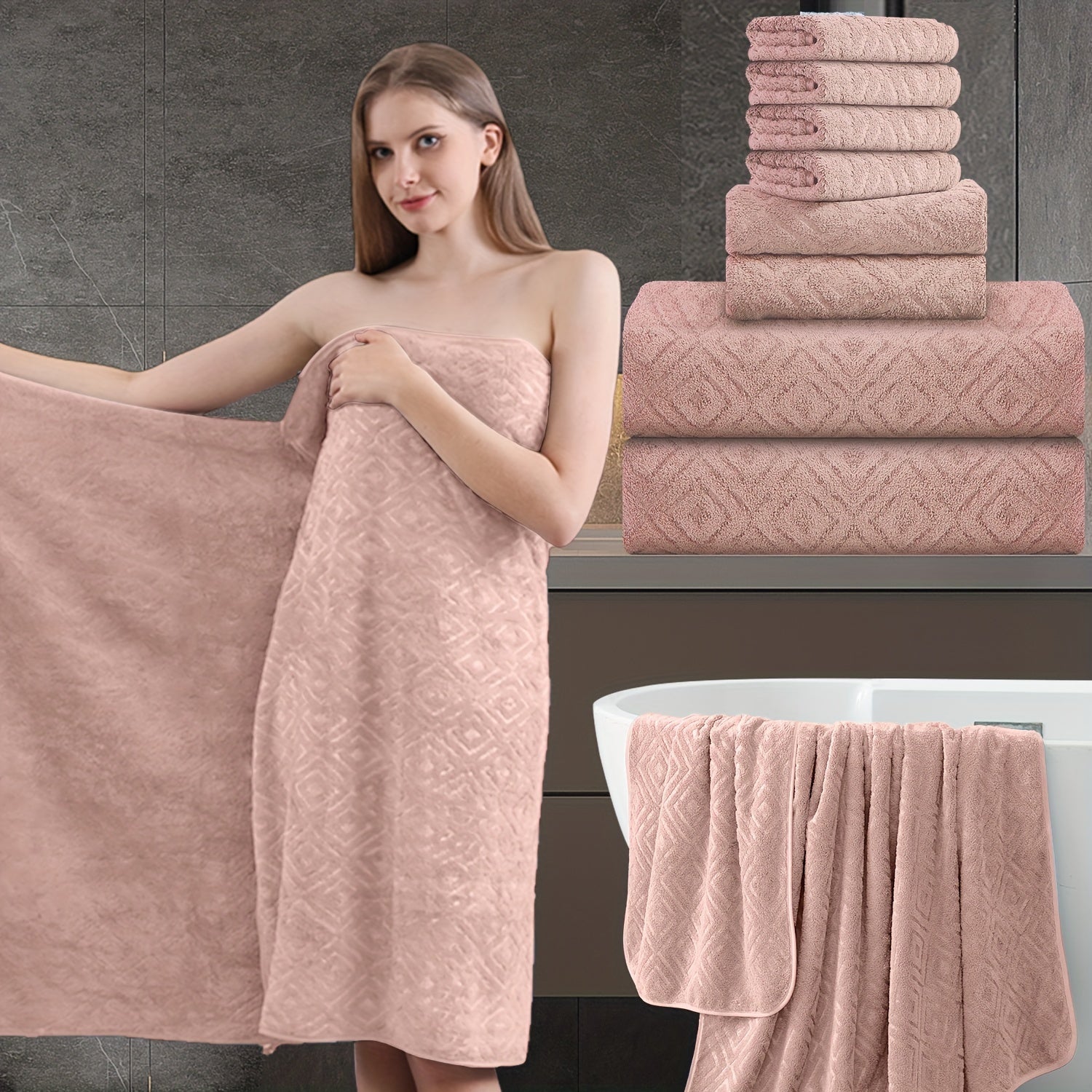 700GSM Bath Towel Set 8 Piece Extra Large Ultra Soft Thick - Highly Absorbent Quick Dry | 2 Oversized Bath Towels 2 Hand Towels 4 Washcloths | 16 Colors | Bathroom Hotel Gym Spa Adult Gift Set