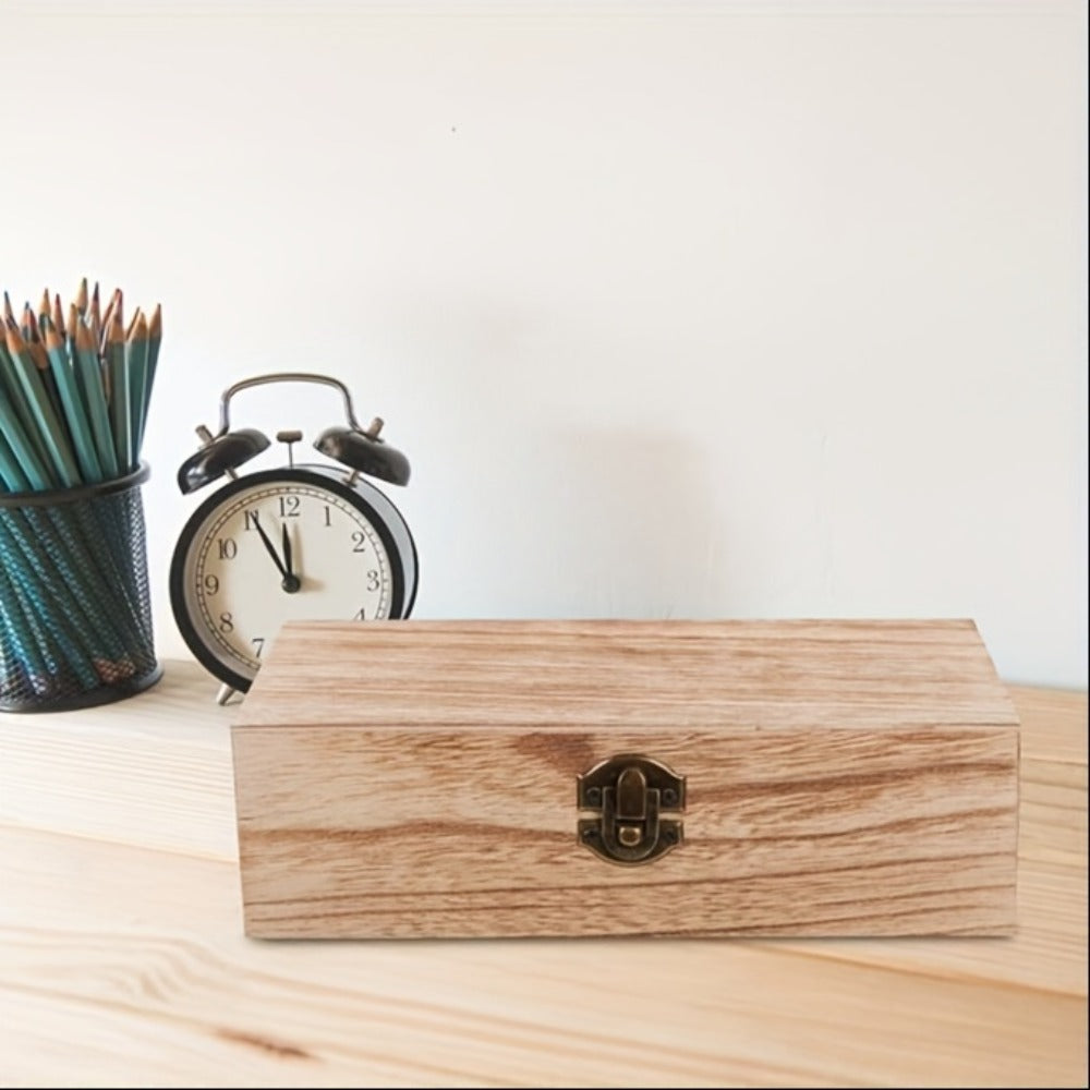 Jewelry Box with Lid & Lock Clasp Set of 3 ¨C Vintage Wooden Storage Boxes for Jewelry, Daily Essentials & Gift Packaging, Versatile Home Organizer in 3 Colors
