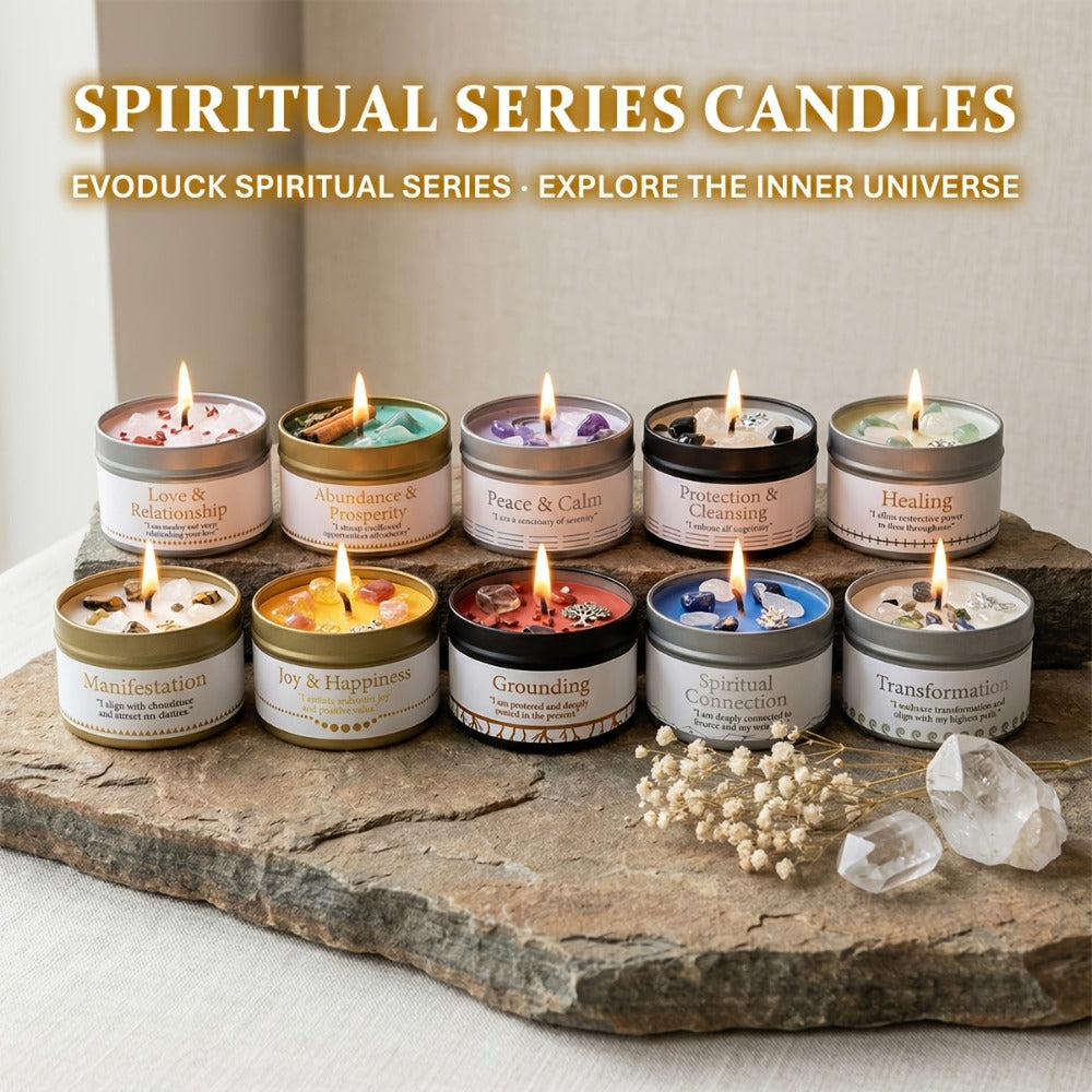 Manifestation Candles Scented Soy Wax with Crystal & Guidance Card for Meditation Yoga Focus | Law of Attraction Abundance Candle | Christmas Birthday Gift for Women