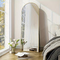 Full Length Mirror Floor Standing with LED Light - Arched & Rect Aluminum Frame Dressing Mirror for Bedroom Living Room, Black/Golden/White