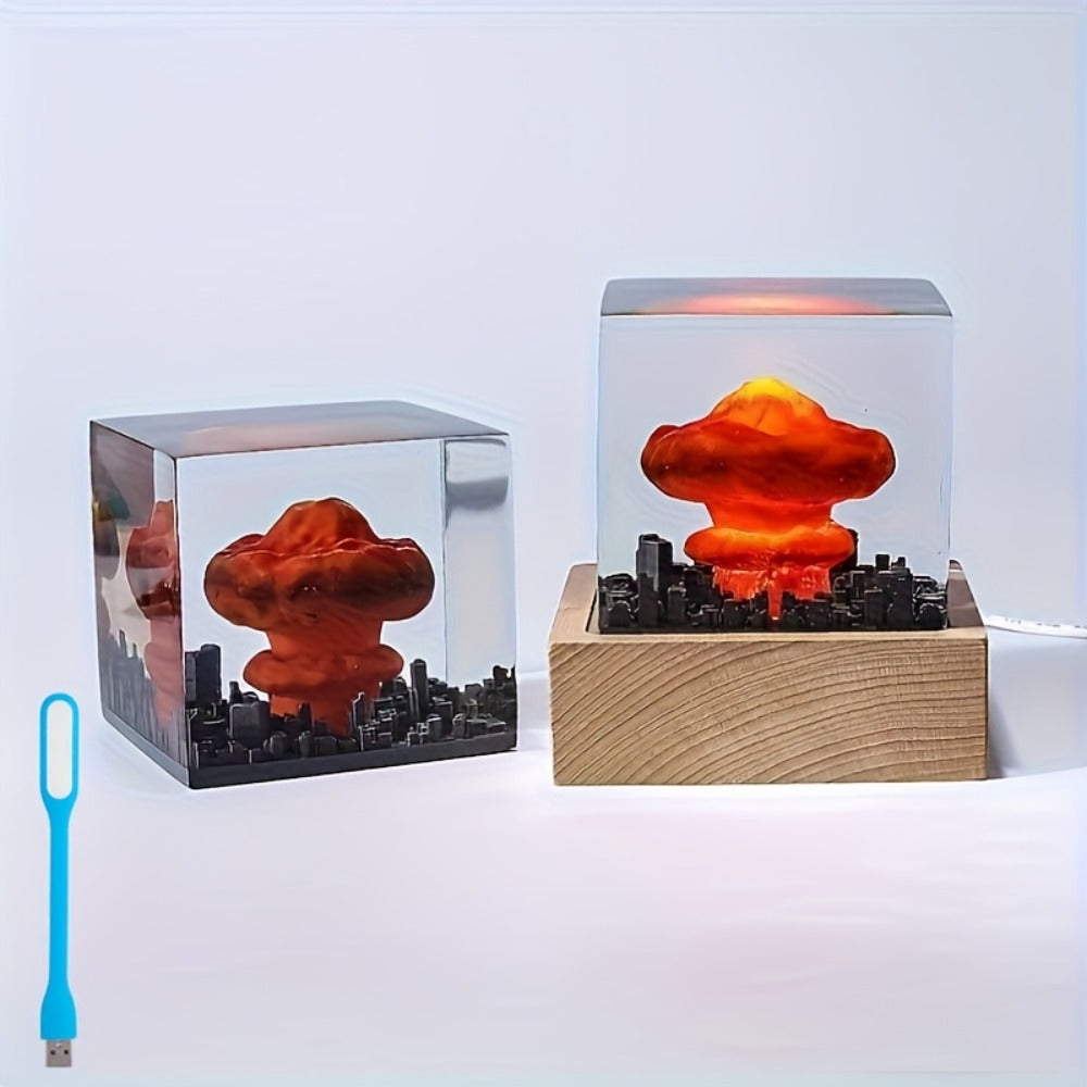 Mushroom Cloud Night Light ¨C USB Powered LED Atomic Bomb Glow Lamp, Sci-Fi Desktop Decoration Art Piece, Unique Gift for Nuclear Enthusiasts, Bedroom Living Room Office Decor
