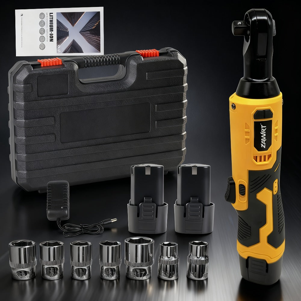 Cordless Electric Ratchet Wrench Set 12V - 45Nm High Torque 3/8¡± Rechargeable Ratchet Wrench with Battery, Charger & Toolbox for Automotive Repair, Angle Frame Installation & Home Improvement (4 Colors)