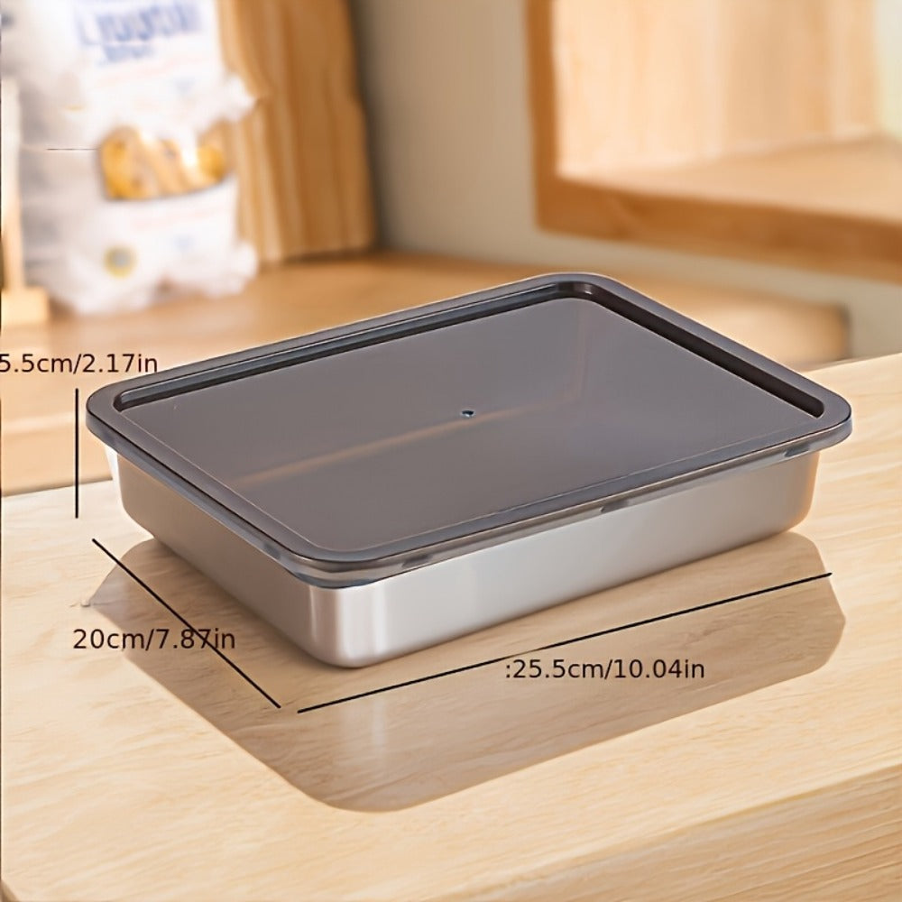Stainless Steel Food Storage Containers Set of 5 with Lids - Stackable Baking Trays for Meal Prep, Refrigerator Organization & Kitchen Use