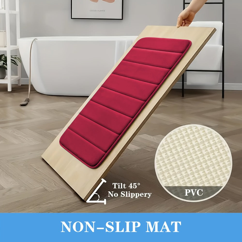 Memory Foam Bath Mat Set 3-Pack Non-Slip Soft Plush Absorbent Bathroom Rug for Shower Kitchen Bedroom Indoor Use