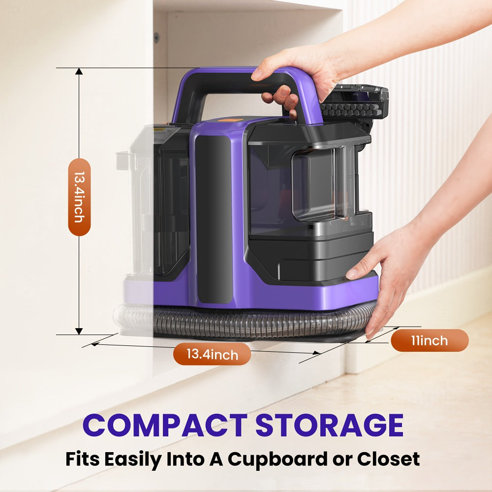 Portable Spot Cleaner for Carpet & Upholstery | Dual Brush Power Suction Stain Remover with Multifunctional Tools ¨C Deep Cleans Sofa, Car Seats, Stairs & Pet Stains