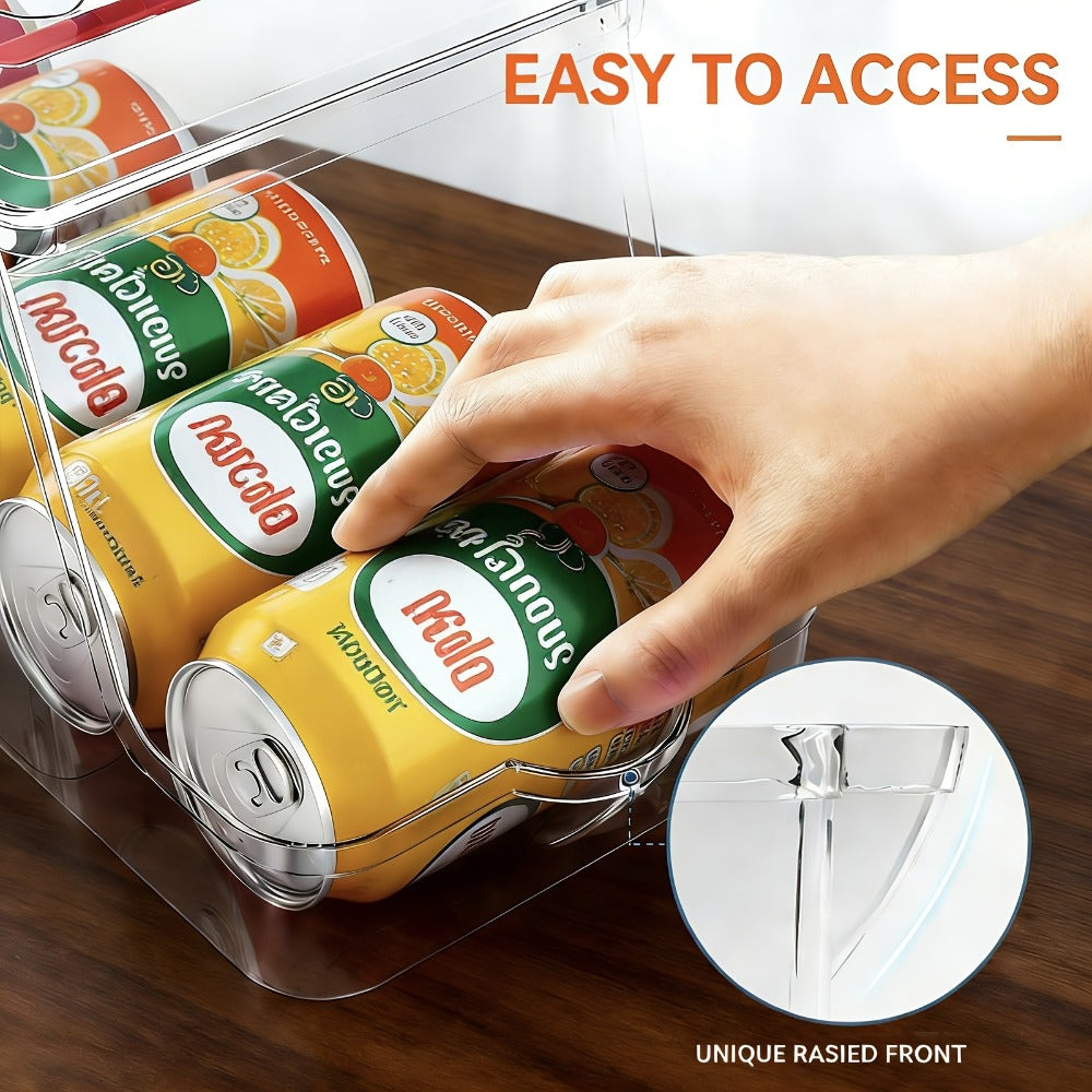 Soda Can Organizer for Refrigerator Stackable | Can Holder Dispenser with Lid for Fridge, Pantry & Freezer ¨C Holds 9 Cans Each, BPA-Free Clear Design, 1 or 2 Pack