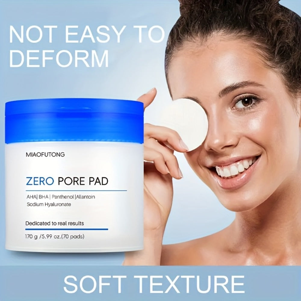 AHA BHA Toner Pads Zero Pore 70pcs - Deep Cleansing, Oil Control & Hydration with Hyaluronic Acid, Salicylic Acid & Rosemary Leaf Oil | Gentle Exfoliating Pads