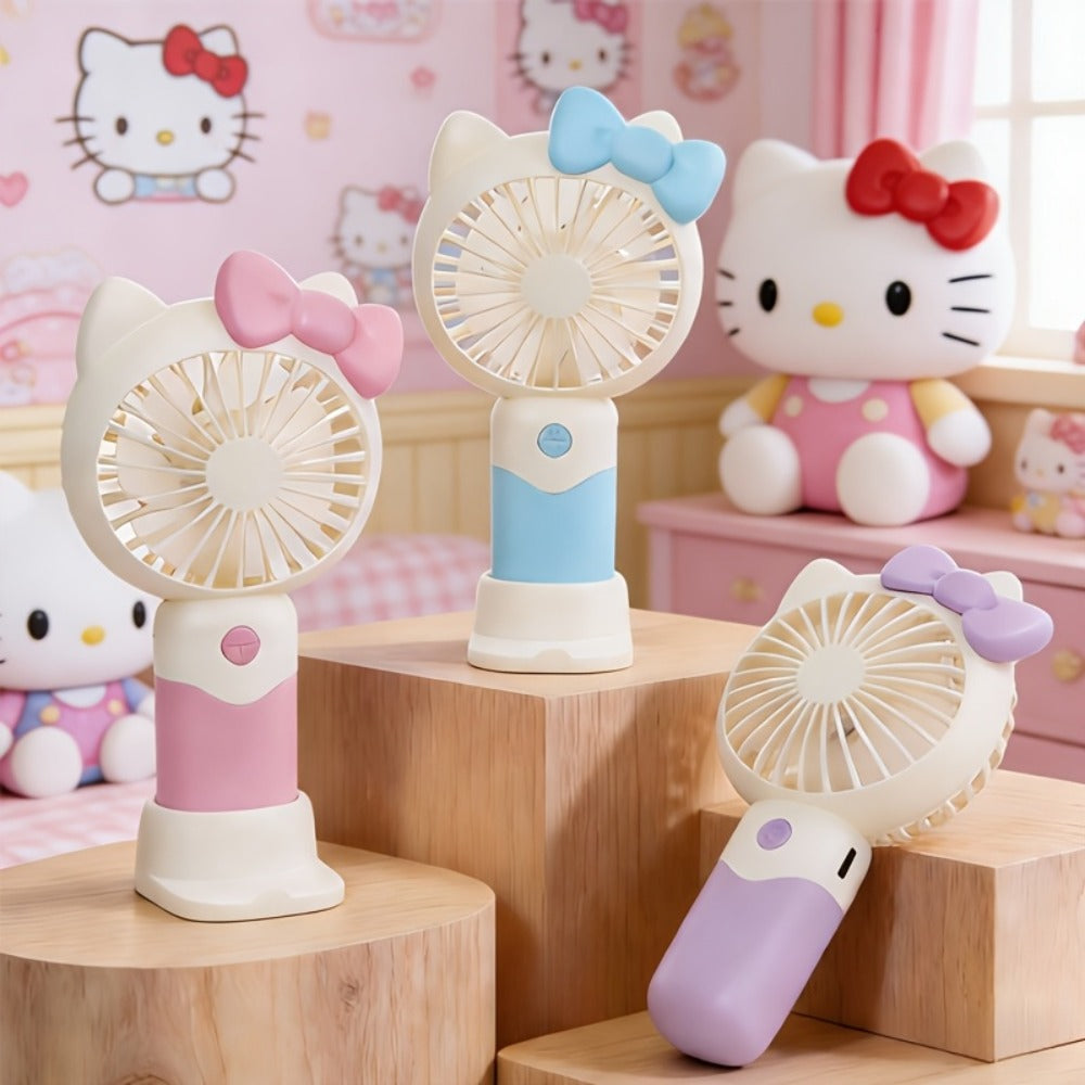 Hello Kitty Mini Fan USB Rechargeable Handheld Portable | Cute Sanrio Detachable Desktop Electric Fan for Girls Kids | 2-in-1 Handheld & Desk Fan for Travel Office School Home | Blue Pink Purple
