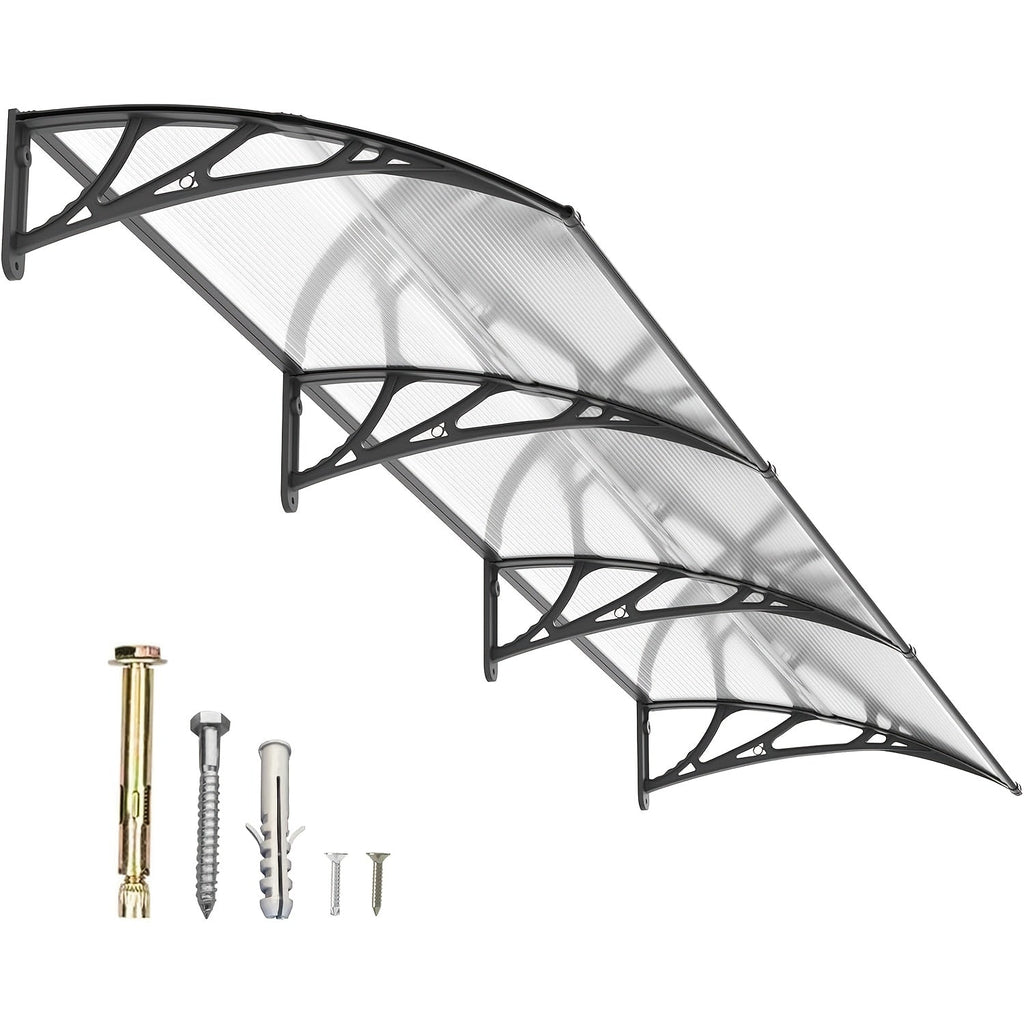 Window Awning Door Canopy Polycarbonate Overhang ¨C UPF 50+ UV & Rain Protection, Leak-Proof Hollow Sheet, Weather-Resistant Outdoor Patio Awning for Doorways, Windows, Storefronts ¨C Multiple Sizes & Colors