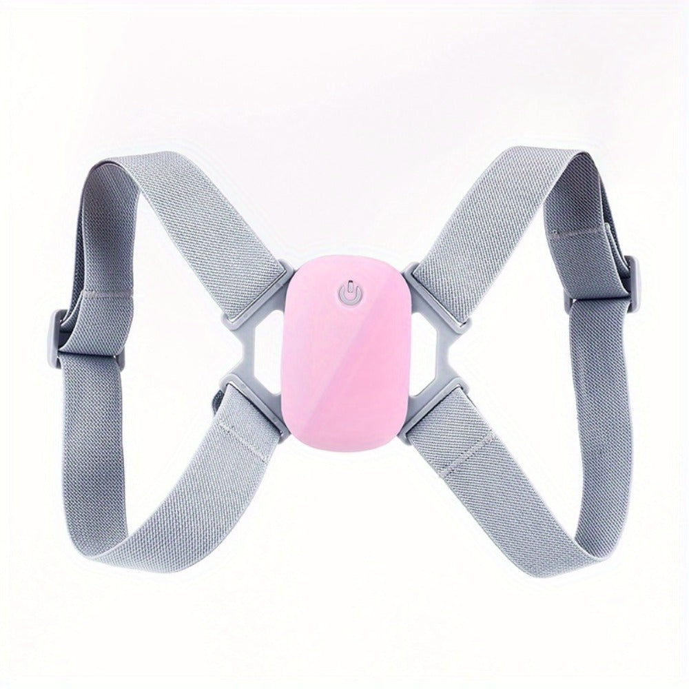 Smart Posture Corrector with Vibration Alert, Wireless Rechargeable Posture Trainer & Back Support Belt for Men Women, Adjustable Spine Correction Device for Office Gym, Hand-Washable Pink Gray Black