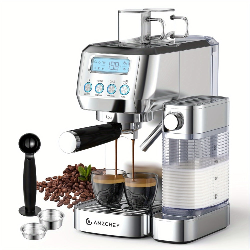 Espresso Machine 20 Bar with Automatic Milk Frother ¨C Dual Boiler Coffee Maker, Touch Control, Cappuccino & Latte Machine with Dual Wall Filters, Includes Milk Frother, Easy to Use for Home & Gifts