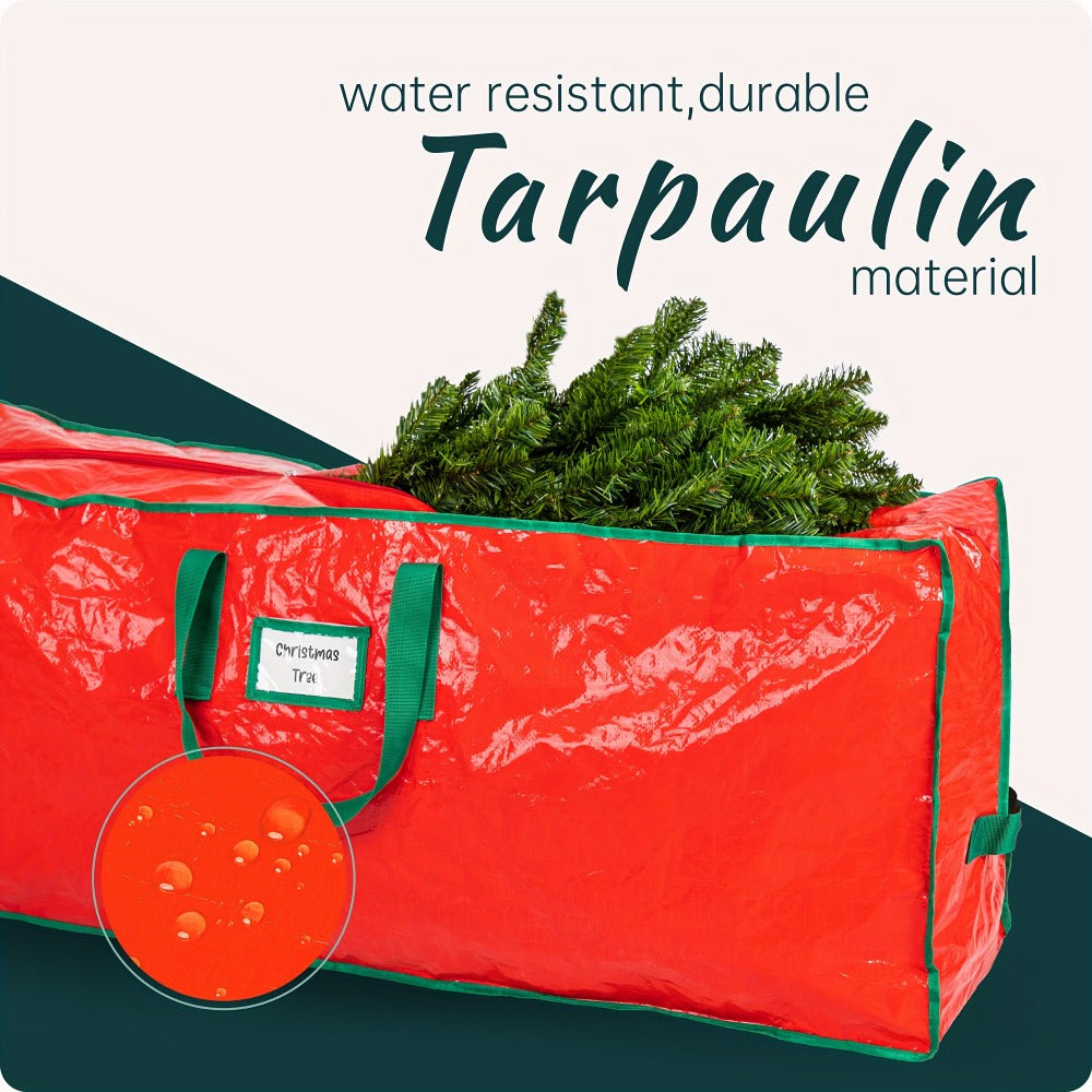 Christmas Tree Storage Bag 7.5ft ¨C Heavy Duty Extra Large Artificial Xmas Tree Bag with Reinforced Handles, Dual Zippers & Wide Opening for Easy Storage, Red