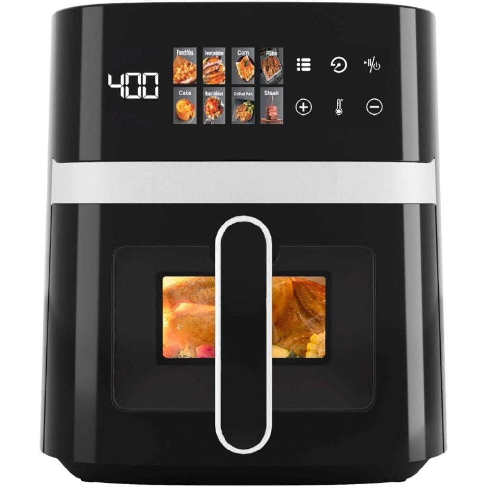 Air Fryer 8-in-1 with LED Touchscreen, 6QT Large Capacity Electric Hot Air Oven, 1350W 360¡ã Hot Air Circulation, Non-Stick Fry Basket, Heat-Insulated Handles, 8 Cooking Presets for Home Kitchen