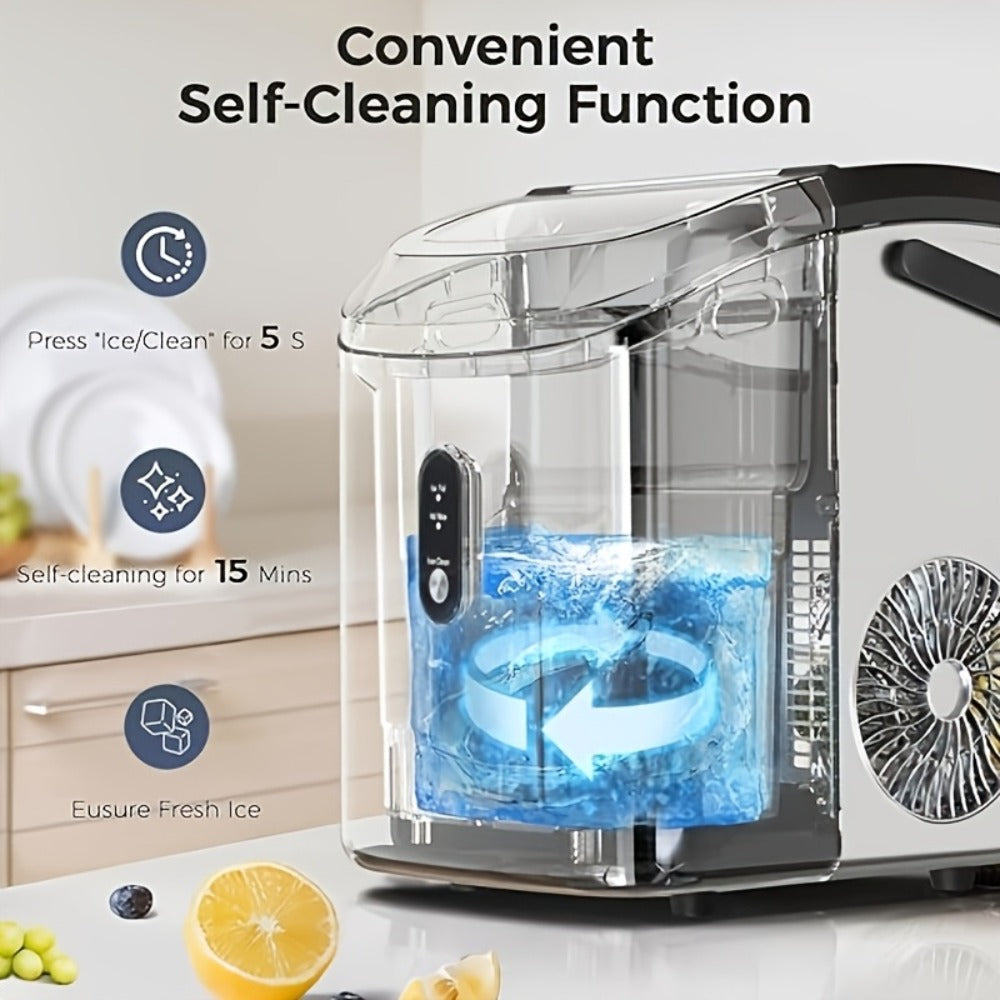 Stainless Steel Ice Maker Countertop ¨C 35 Lbs Soft Chewable Nugget Ice or 26 Lbs Bullet Ice, Pebble Portable Ice Machine for Home, Kitchen, Office, Party, RV & Camping