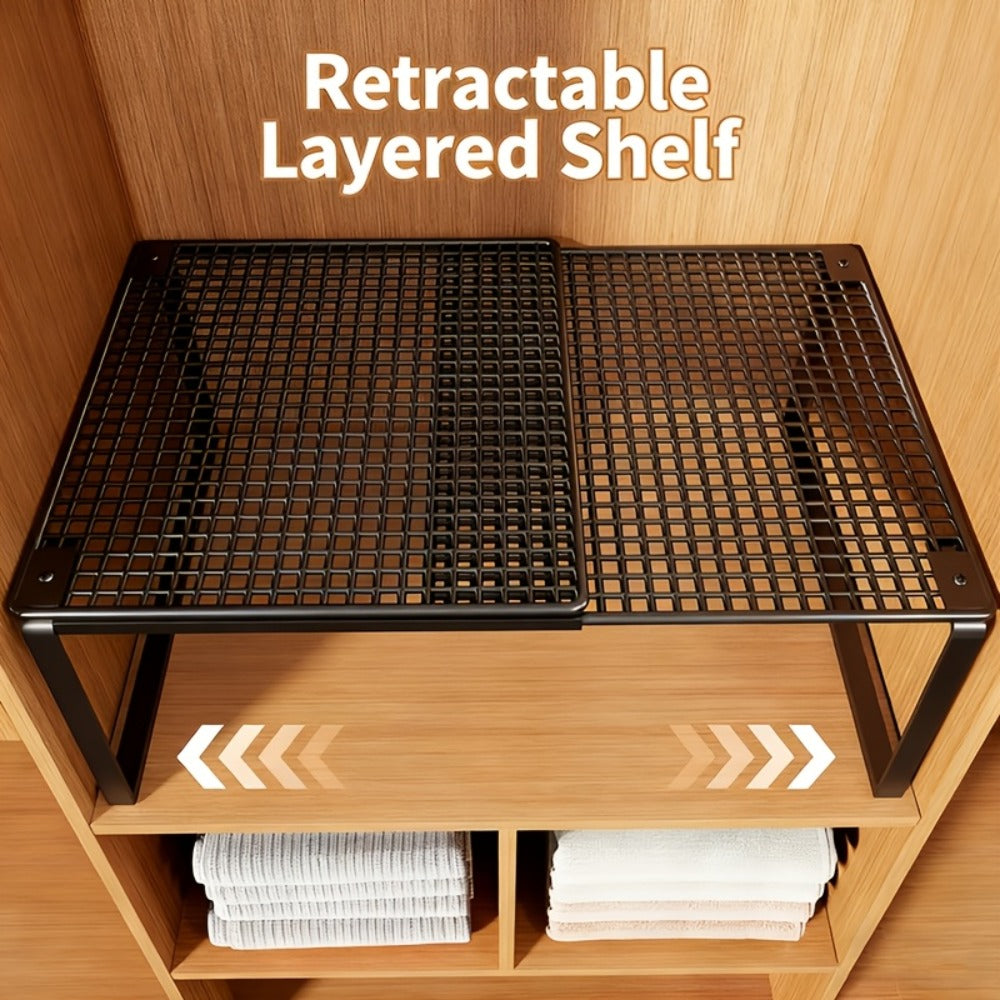 Metal Storage Rack Adjustable Expandable Shelving Unit for Kitchen Bedroom Wardrobe Closet Organization Heavy Duty Stackable Metal Shelf