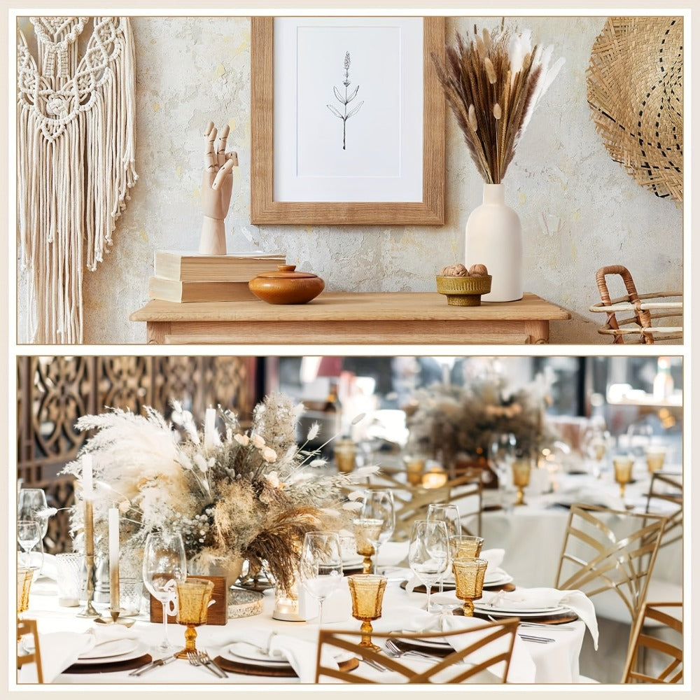 Dried Pampas Grass Decor 17 Inch Natural Bouquet | Boho Home Wedding Party Flower Arrangement White Pampas Brown Reed Bunny Tail Easter Basket Stuffers Mother's Day Gift
