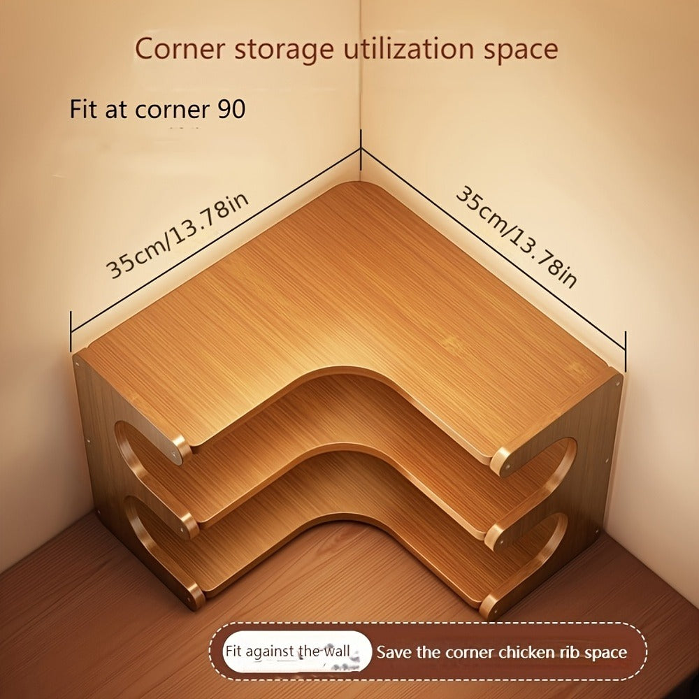 Corner Shelf Organizer 2 3 Tier Space Saving Desk Corner Rack for Home Office Bedroom Living Room, Sturdy Countertop Display Shelf for Plants Books Stationery Decor, Modern Minimalist Design