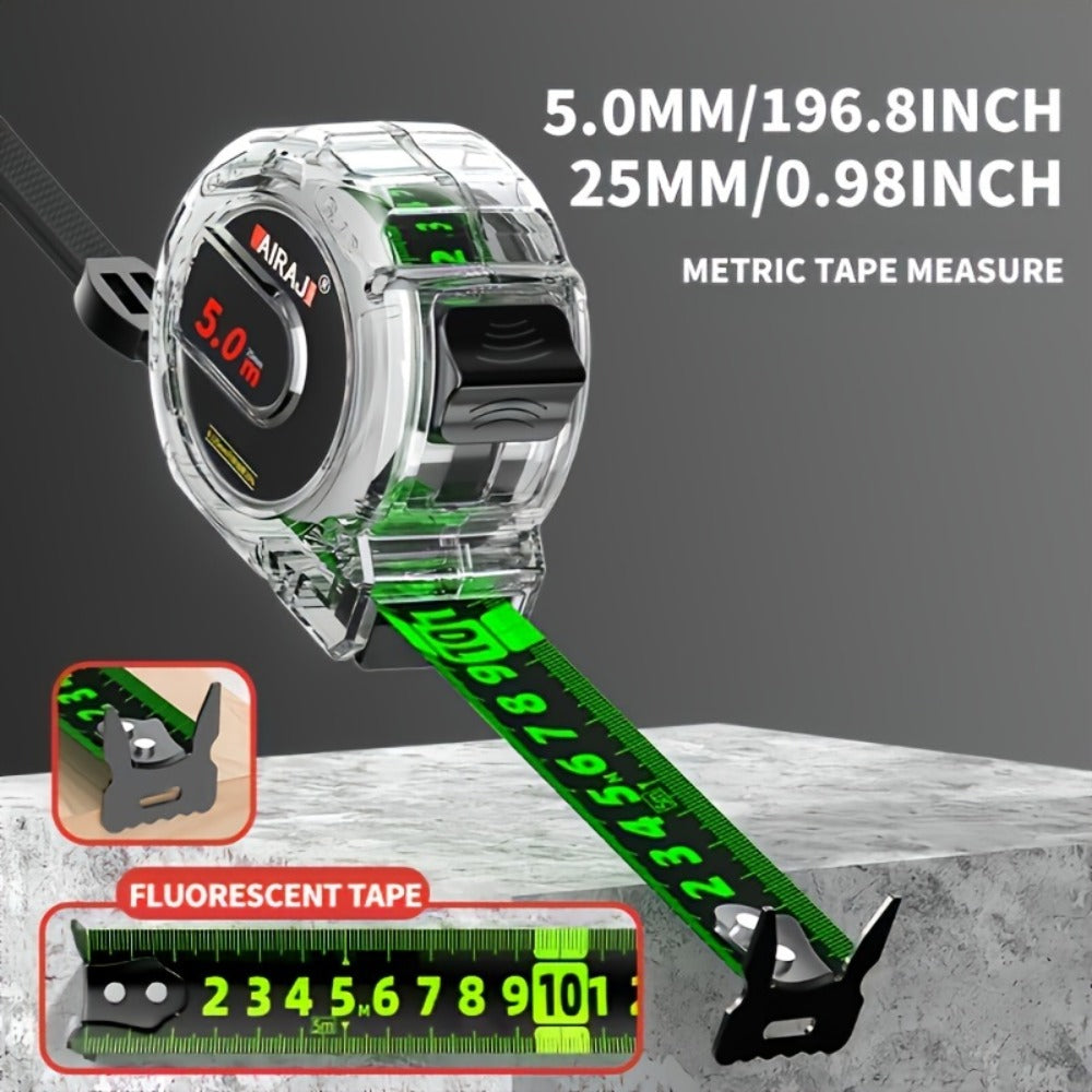 Steel Tape Measure Heavy Duty Fluorescent Anti-Drop Durable Measuring Tape 5M 7M 10M with Wide Blade for Home Construction Woodworking DIY