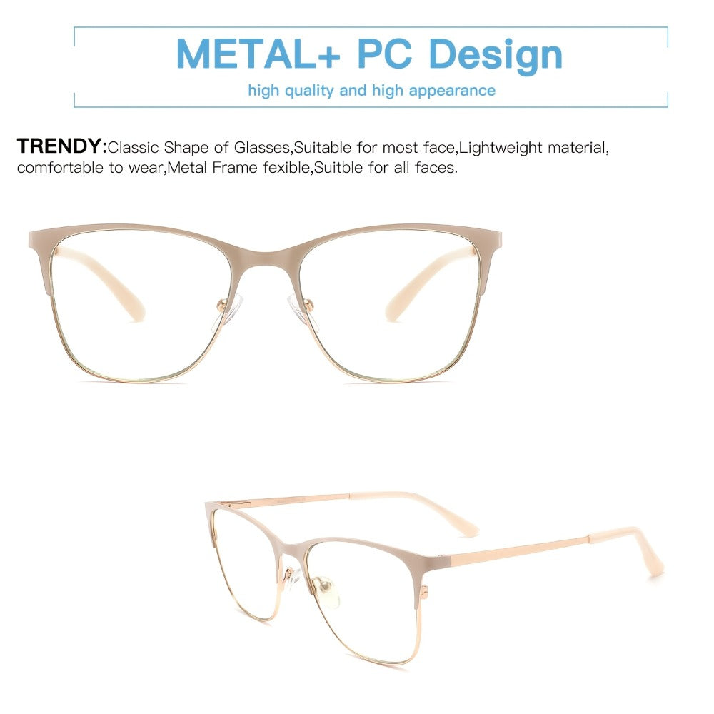 Anti Blue Light Reading Glasses 3 Pack Metal Frame Rectangular Readers ¨C Polycarbonate Lenses, Spring Hinges, Unisex Men Women Mixed Colors, Multiple Magnification Strengths for Reading and Screen Use