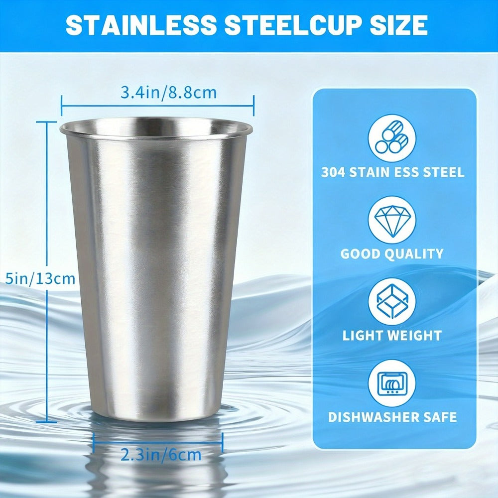 Stainless Steel Pint Glasses 12 Pack 16oz ¨C Unbreakable Metal Drinking Cups, Commercial Grade Stackable Barware, Dishwasher Safe Rustproof Beer Cocktail Glasses for Bar Restaurant Outdoor Camping Party