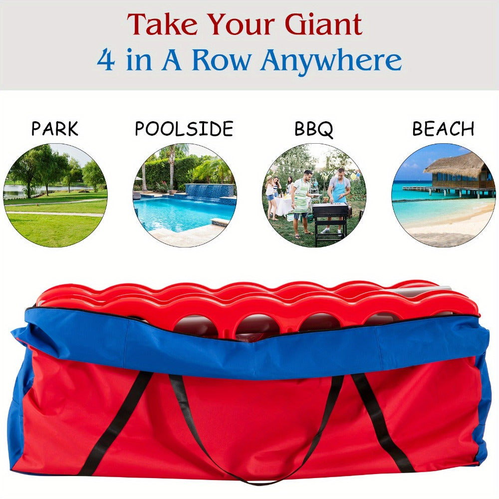 Jumbo 4 in a Row Game Storage Bag Carrying Bag for Giant Connect 4 Game Set Oxford Cloth Shoulder Strap Large Capacity Fits 33x13x29 Game Set Blue Red