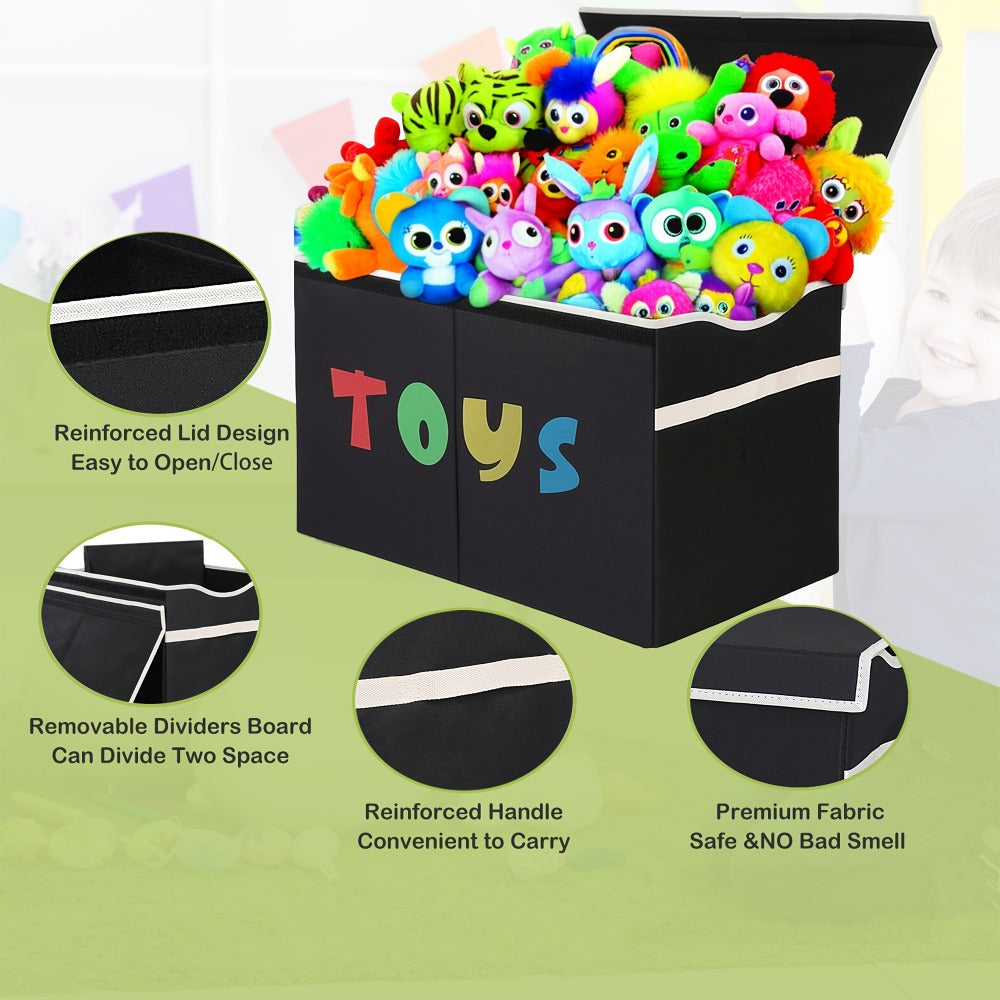 Extra Large Collapsible Kids Storage Chest with Lid ¨C 31.7 Gal Toy Box Organizer Bins for Boys Girls Bedroom Nursery Living Room