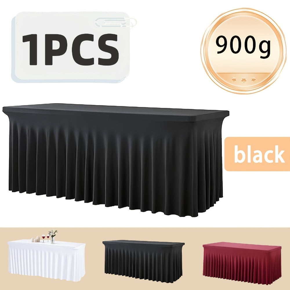 Tablecloth with Skirt for Rectangular Tables ¨C Anti-Wrinkle Table Cover in Black, White & Red, Elegant Table Skirt for Wedding, Birthday, Christmas, Halloween, Thanksgiving & Party Events, 1 or 2 Pack