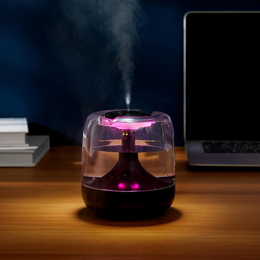 Cool Mist Humidifier with 7-Color Night Light & Transparent Tank | USB Quiet Humidifier 24H Runtime, 2-Speed Mist, Top-Fill Design for Bedroom, Office & Small Spaces | White & Green