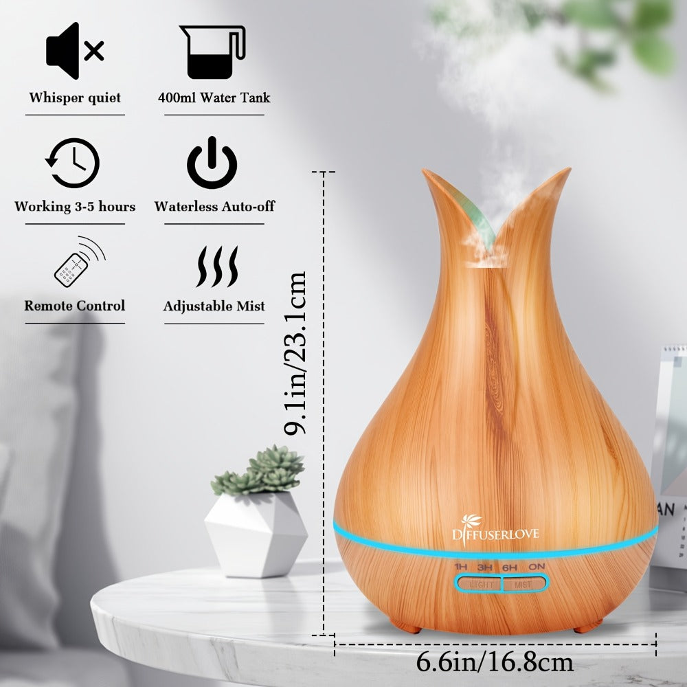 Large Capacity Aroma Diffuser 13.53oz ¨C Includes 8 Essential Oils, Multi-Color LED Lights & 3 Timer Settings, Ultra-Quiet Essential Oil Diffuser for Home, Bedroom, Office & Living Room