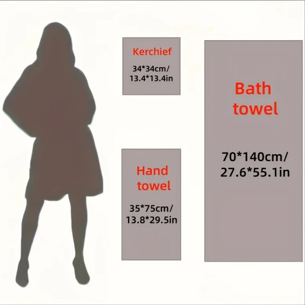 5-Piece 100% Cotton Towel Set ¨C 1 Bath Towel, 2 Hand Towels & 2 Washcloths | Ultra-Soft, Highly Absorbent, Exquisite Pattern Design for Home Bathroom
