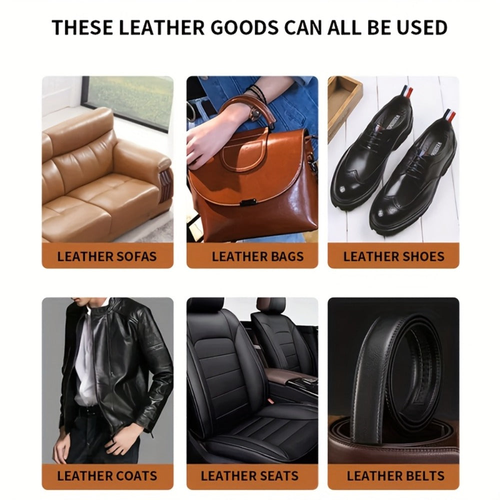 Leather Nourishing Care Kit with Polishing Wax 58g - Colorless Universal Leather Conditioner for Shoes Bags Jackets Furniture, Brightens Repairs & Restores Real & Faux Leather, Includes Applicator Sponge