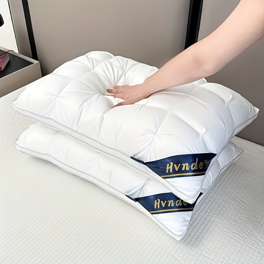 Hotel Quality Pillows 2-Pack, Luxury 5-Star Deep Sleep Neck Support, Non-Collapse Hypoallergenic Polyester Fill, All Season Cooling Bed Pillows Queen King