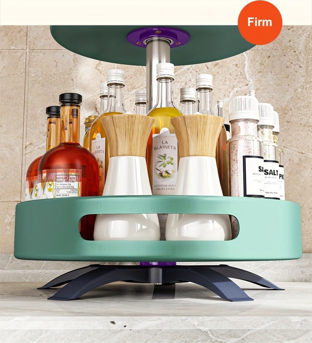 Rotating Spice Rack Double Layer Stainless Steel Countertop Corner Seasoning Storage Organizer for Kitchen Pantry Cabinet Green Silver White Black