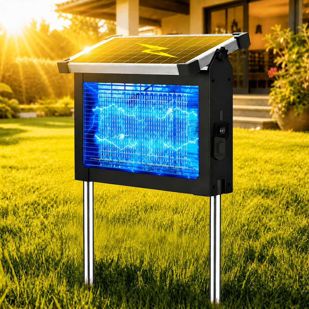 Solar Bug Zapper Outdoor 4200V ¨C Solar Powered Mosquito Killer with Auto/Manual Dual Mode, 2100 Sq.Ft Coverage, 12H Runtime, 3-Way Charging, 10FT Cord, Safe for Family & Pets, for Patio, Garden & Camping