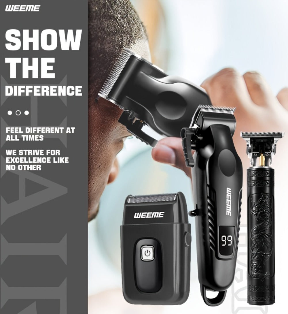 Men's Professional Grooming Kit ¨C Cordless Rotary Shaver & T-Blade Trimmer, Type-C Charging, 6 Adjustable Combs, Non-Slip Beard Shaper for Travel & Family Haircut