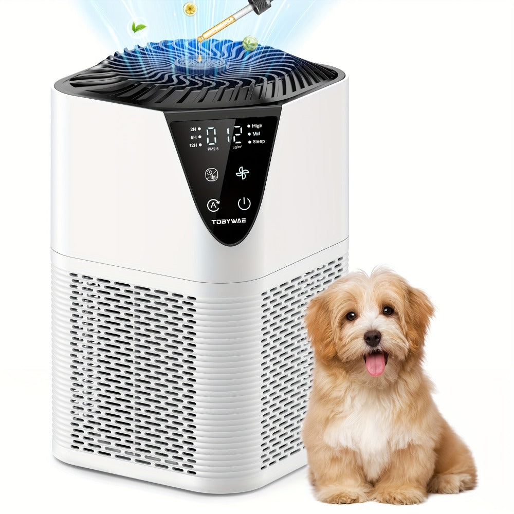 H13 True HEPA Air Purifier for Home ¨C Covers 1250 Sq Ft, LCD PM2.5 Monitor, 360¡ã Vortex Intake, 25dB Quiet, 3-Stage Filtration, Removes Smoke, Pet Dander & Pollen, Aromatherapy Diffuser, 3 Timer Settings