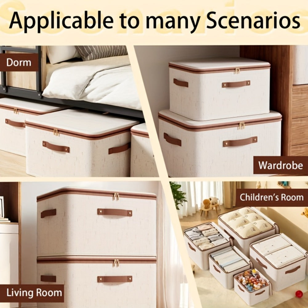 Foldable Storage Bins with Lids 2 Pack - Large Capacity Collapsible Storage Boxes Organizer for Clothes, Blankets, Books, Toys, Under Bed Storage, Closet Shelf