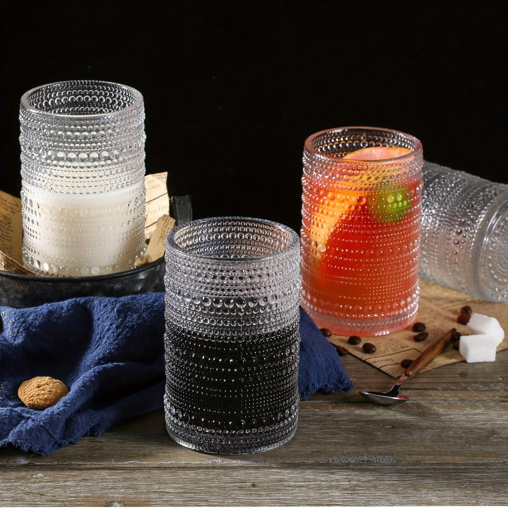 Hobnail Drinking Glasses Set of 6 ¨C 13 Oz Large Clear Glass Cups for Water, Wine & Cocktails