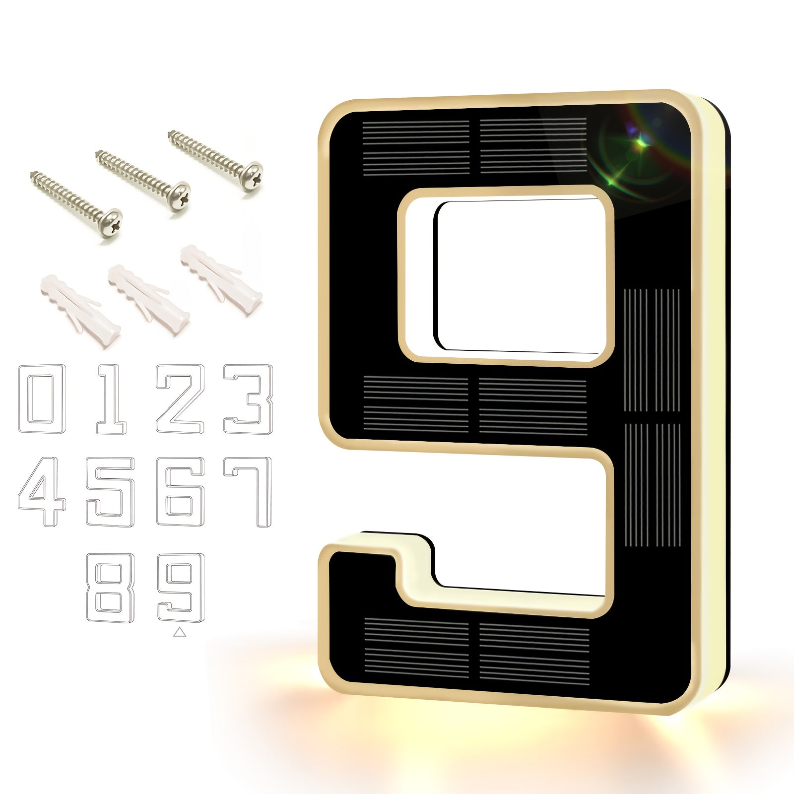 LED Solar House Number Light 6.7 Inch Wall Mounted ¨C Smart Sensor Illuminated Address Number for Home Decor, No Wiring Energy-Saving Solar Powered Outdoor Light