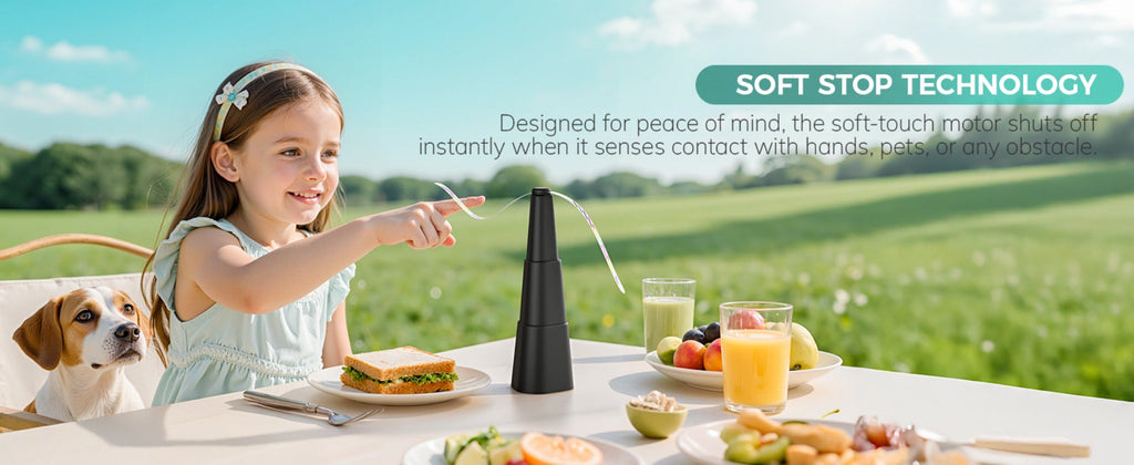 Outdoor Food Fan 4-Pack Battery Powered Silent Table Fan with Hook for Picnic BBQ Patio Party Restaurant Desktop Home Food Protection Black