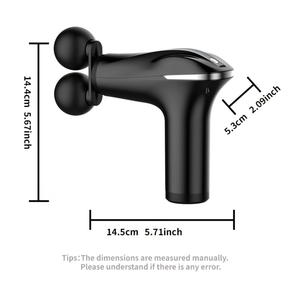 Handheld Massage Gun with Dual Heads ¨C 3 Interchangeable Attachments for Full Body Relief | Powerful Rechargeable Fascia Gun for Back, Arms & Sports Recovery | Ideal for Running & Fitness