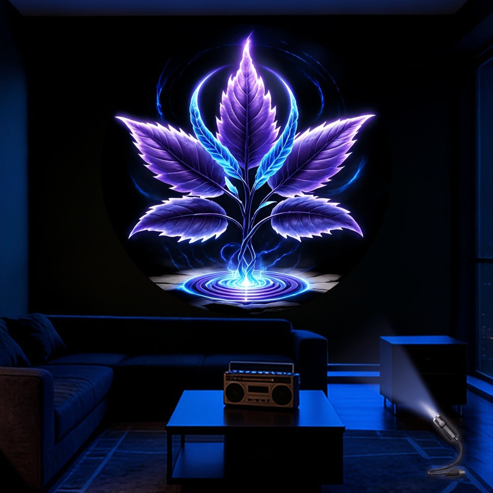 USB Projection Night Light 10-in-1 Mushroom Leaf LED Atmosphere Lamp Neon Aesthetic Room Decor for Bedroom Car Interior Ceiling Decoration Kids Room Gaming Room Gift
