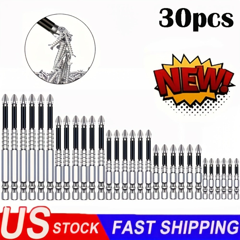 Magnetic Screwdriver Drill Bit Set Anti-Slip - K5 High Magnetic Power Bits in 50mm 65mm 70mm 75mm 90mm 150mm, Electric Screwdriver Bit Kit for Power Drills, DIY Home Repair & Professional Use