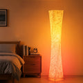 Smart RGB LED Floor Lamp Music Sync Dimmable Color Changing App Remote Control White Fabric Shade for Living Room Bedroom Office Decor