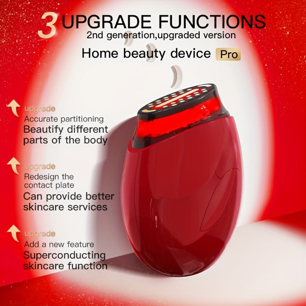 Handheld Beauty Device 3-in-1 Skincare Modes - USB Rechargeable Facial Care Tool with Color Light Therapy, Ergonomic Design, Multifunctional Face Massager for Home Skin Rejuvenation Anti-Aging